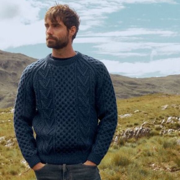 Vintage PINGOUIN Paris Handmade Fisherman's Sweater L-XL - Navy - Picture 10 of 10